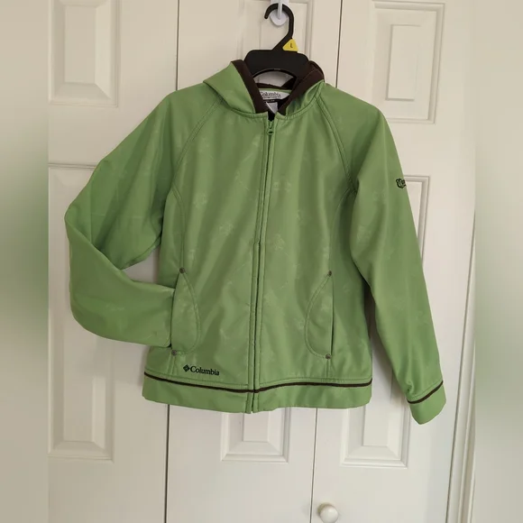 Columbia soft shell hoodie jacket, lined in fleece, lime green S. - Picture 1 of 10